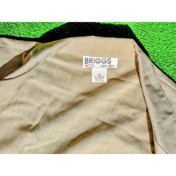 Vintage 1980's Briggs Petite Sz 2 Desert Tan Linen Jacket Pants 2-Pc Suit EUC - Picture 7 of 8
